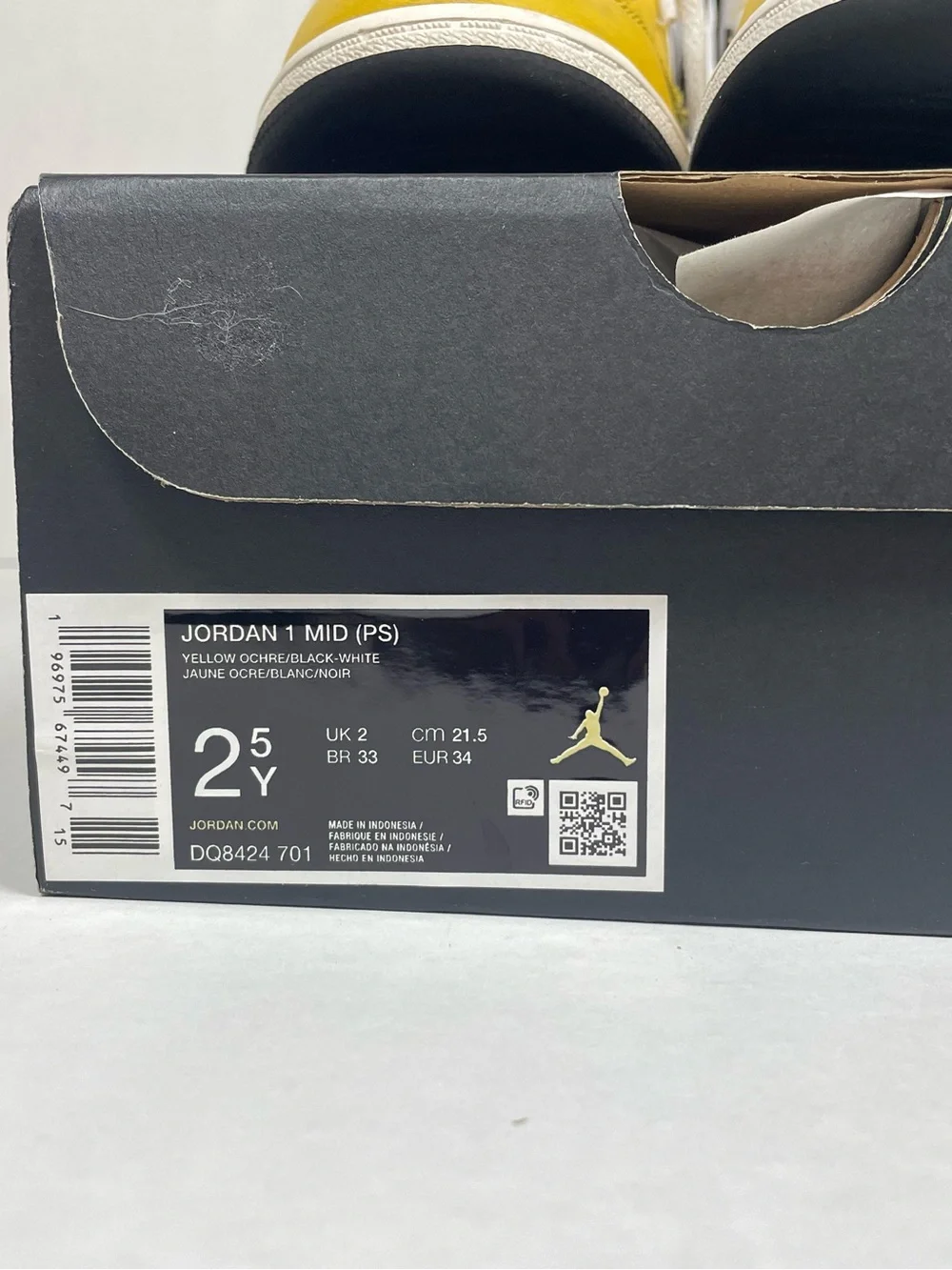 Little Kid's Jordan 1 Mid Yellow Ochre/Black-White (PS) (DQ8424 701) - 2.5Y